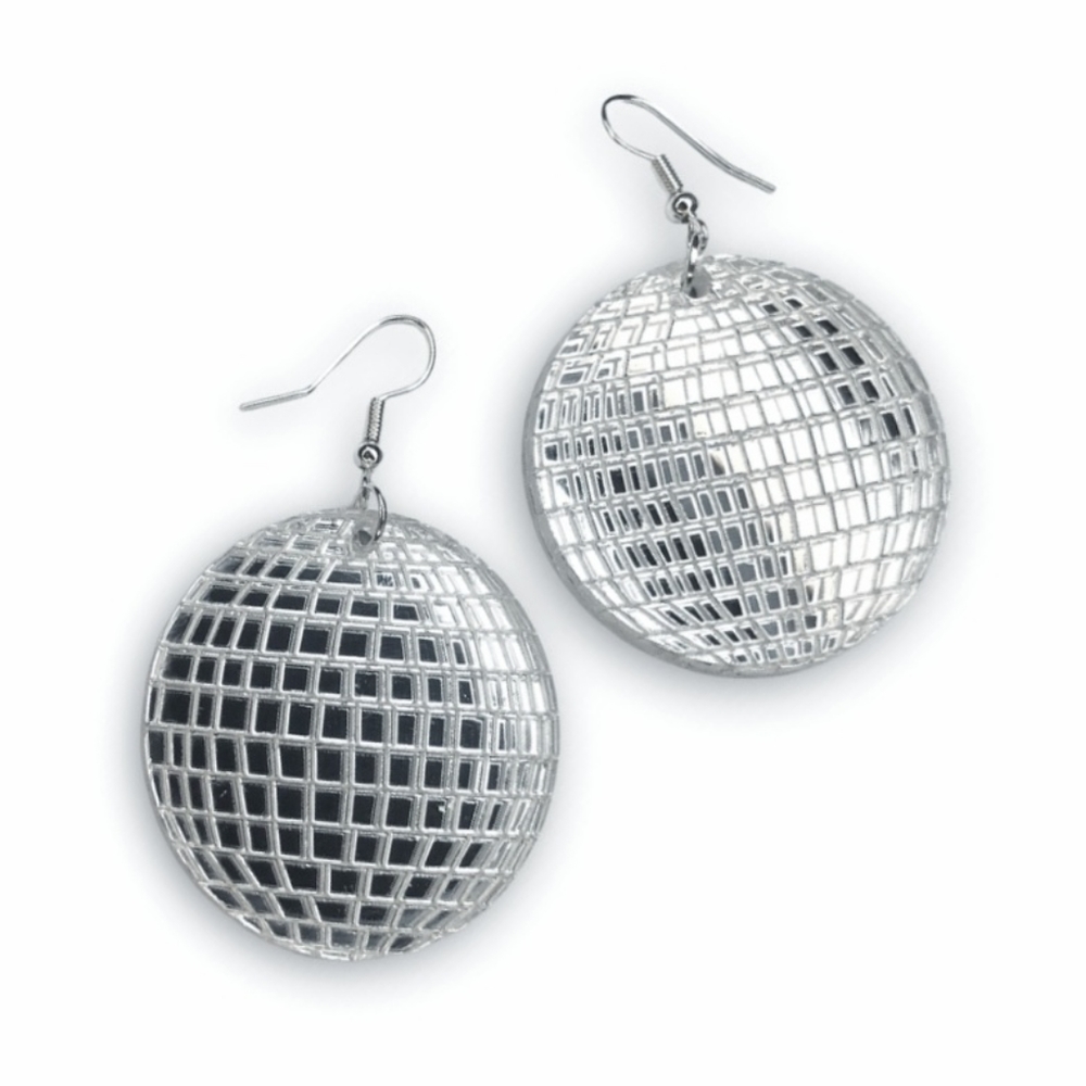 Mirrored disco ball earrings